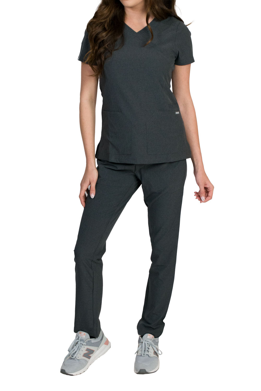 Medgear Celeste Women's Stretch Scrubs Set Cross Over Neckline Top and Slim Leg Pants