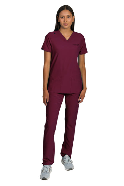 Medgear Liliana Women's Scrubs Set with 4-Pocket Top and Slim Straight Leg Pants