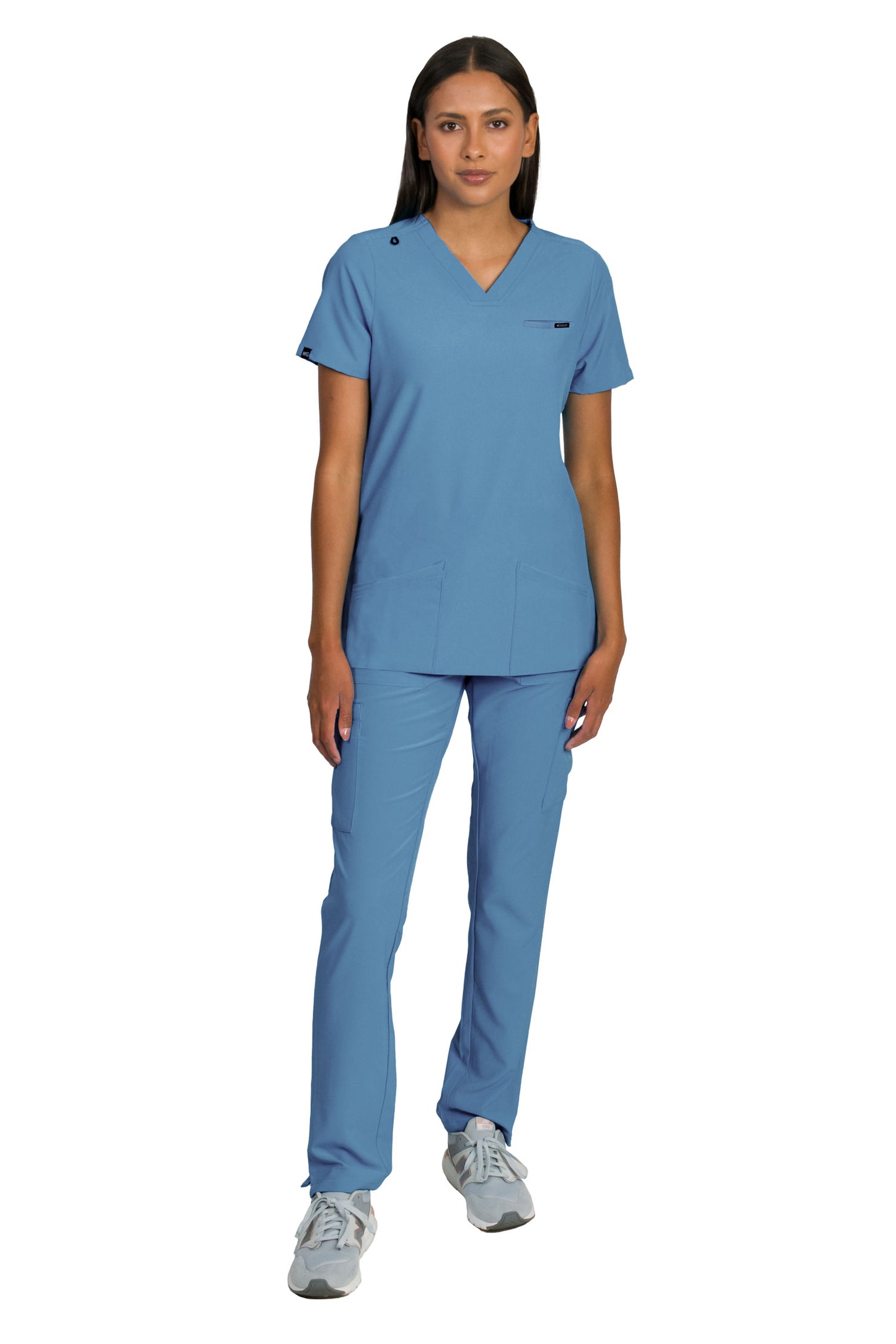 Medgear Liliana Women's Scrubs Set with 4-Pocket Top and Slim Straight Leg Pants