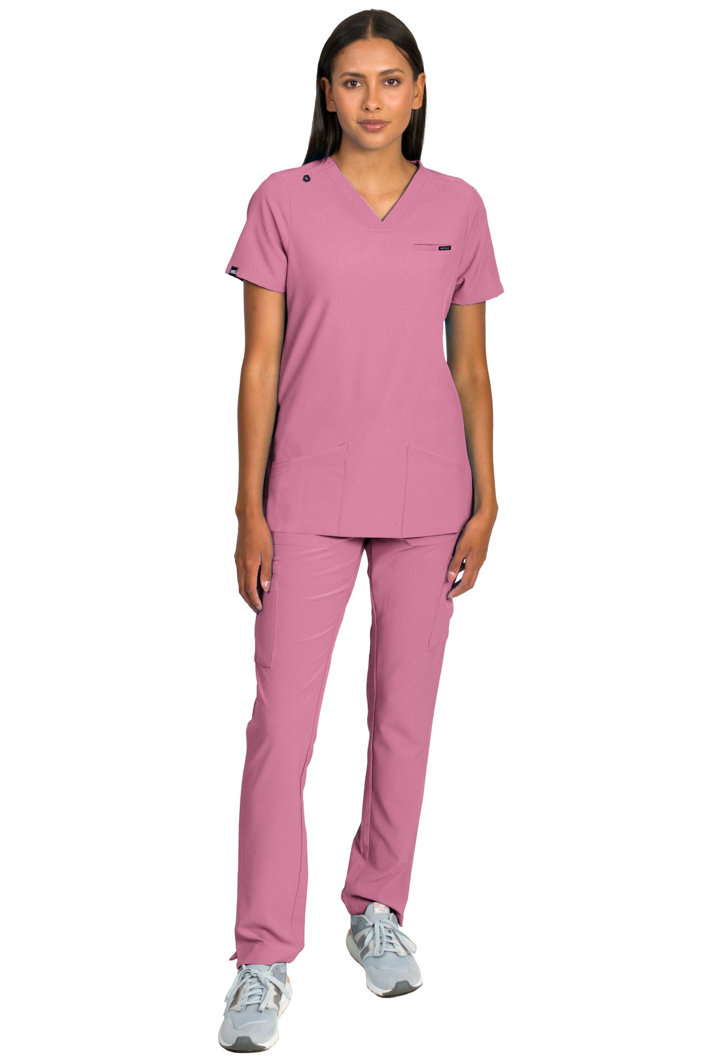 Medgear Liliana Women's Scrubs Set with 4-Pocket Top and Slim Straight Leg Pants