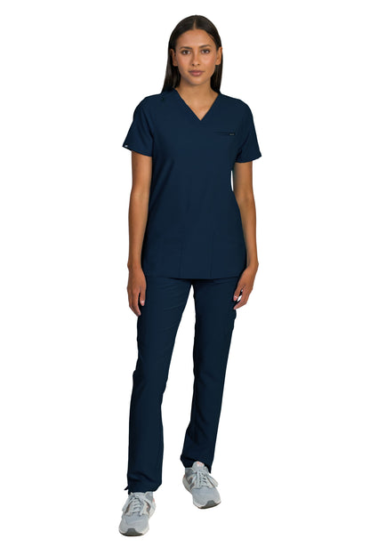 Medgear Liliana Women's Scrubs Set with 4-Pocket Top and Slim Straight Leg Pants