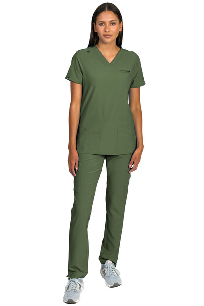 Medgear Liliana Women's Scrubs Set with 4-Pocket Top and Slim Straight Leg Pants