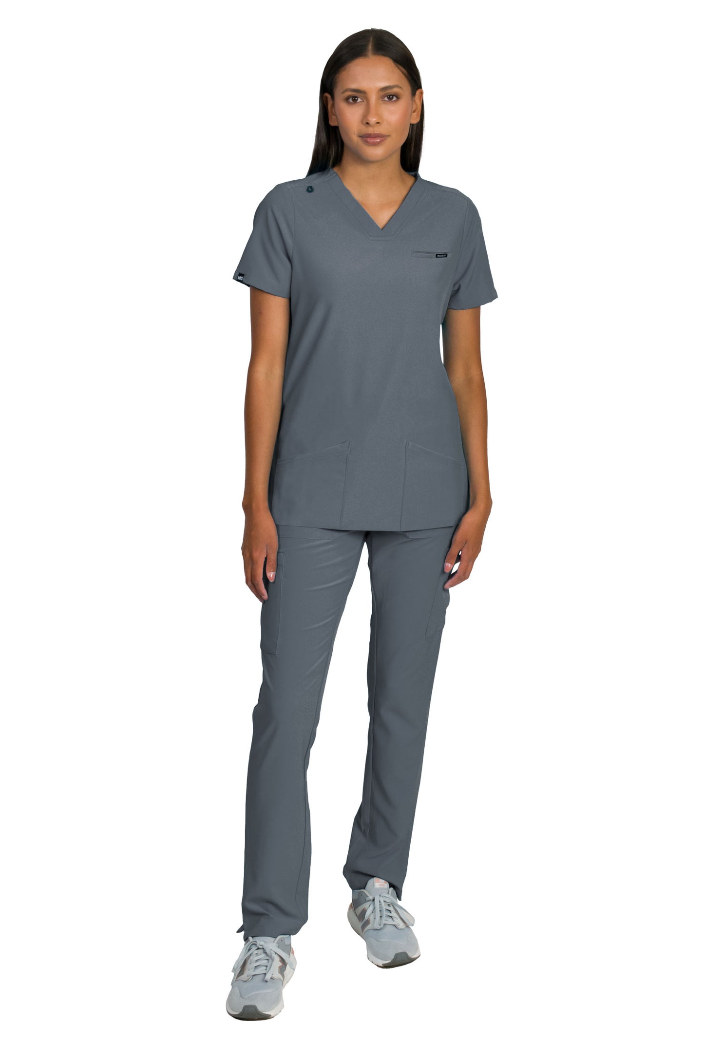 Medgear Liliana Women's Scrubs Set with 4-Pocket Top and Slim Straight Leg Pants