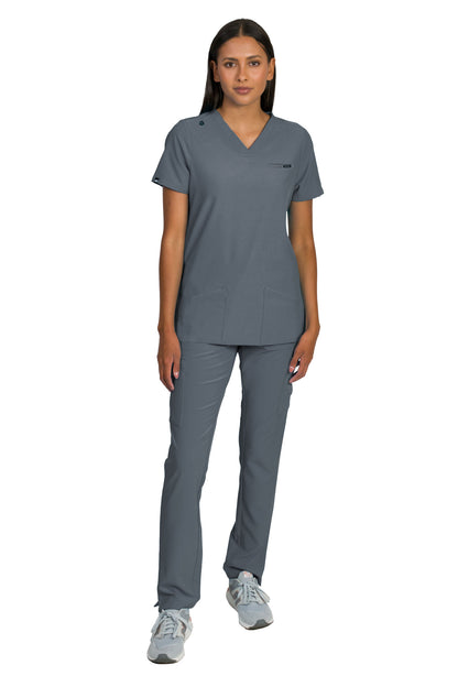 Medgear Liliana Women's Scrubs Set with 4-Pocket Top and Slim Straight Leg Pants