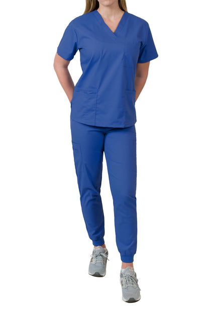 Medgear Isabella Women's Multi Pocket V-Neck Top and Jogger Pants Set