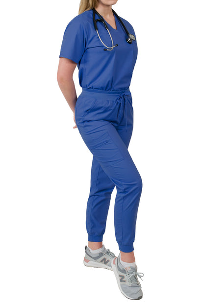 Medgear Isabella Women's Multi Pocket V-Neck Top and Jogger Pants Set