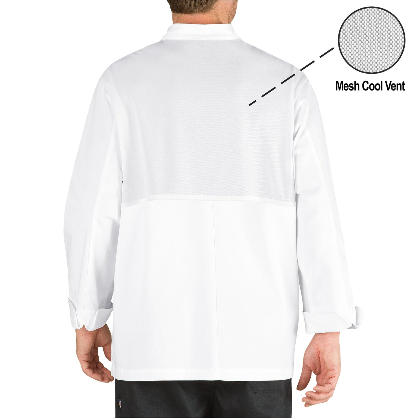 Chef Code Cool Breeze Chef Coat with Long-Sleeves and Mesh Vent Inlay