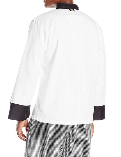 Dickies 10 Button Chef Coat with Black Buttons & Trim