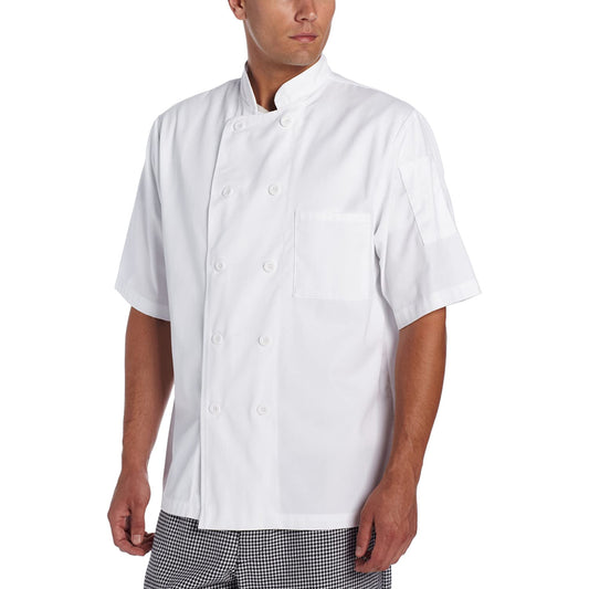 Chef Code Basic Short Sleeve Chef Coat with Pearl Buttons, Chef Jacket CC124